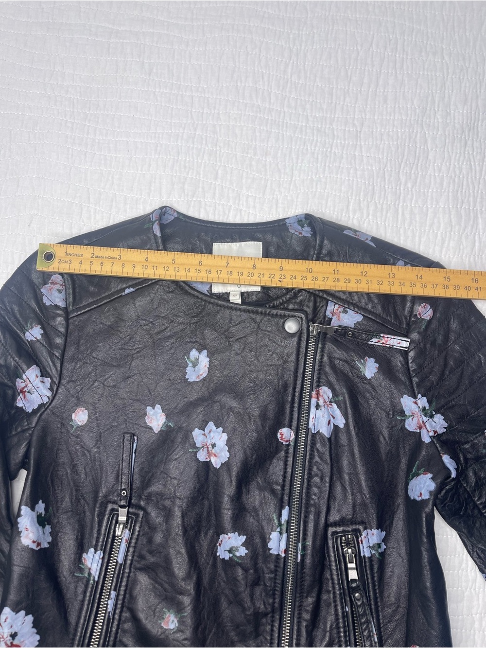NWOT Joie Thisbe Moto Black Floral Lamb Leather Jacket Size XS - Picture 16 of 16